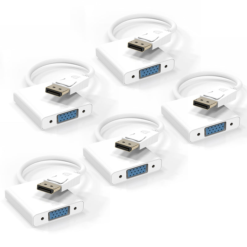 Cyberguys DisplayPort (DP) to VGA Cable Adapter ā 1080P DP Male to VGA Female Converter for Monitor Projector HDTV ā Gold-Plated, Secure-Latch Display Port Connector ā 1/2/5 Pack for Laptop PC Desktop
