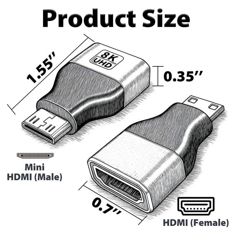 Cyberguys Mini HDMI to HDMI Adapter Cable 2-Pack β 8K@60Hz UHD, Gold-Plated, Compact
