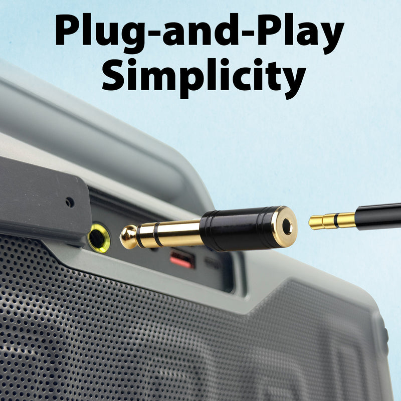 Cyberguys 2-Pack 3.5mm to 1/4" Headphone Adapter – Heavy-Duty Stereo Audio Jack