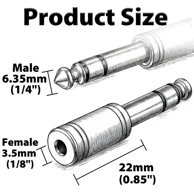 Cyberguys 2-Pack 3.5mm to 1/4" Headphone Adapter – Heavy-Duty Stereo Audio Jack