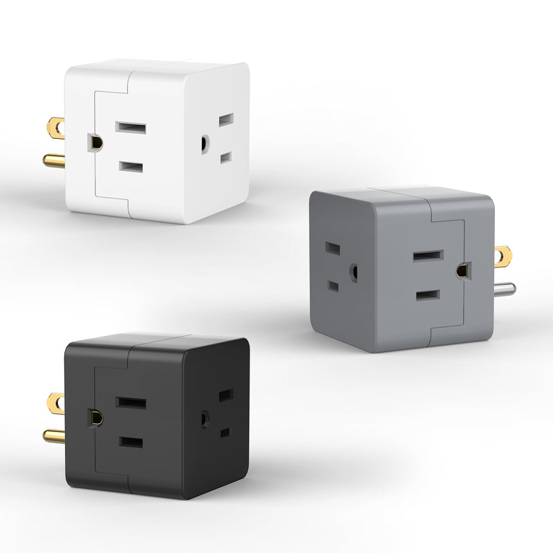 3-Outlet Wall Tap Extender β 3 Pack Grounded Multi Plug Adapter, UL Listed