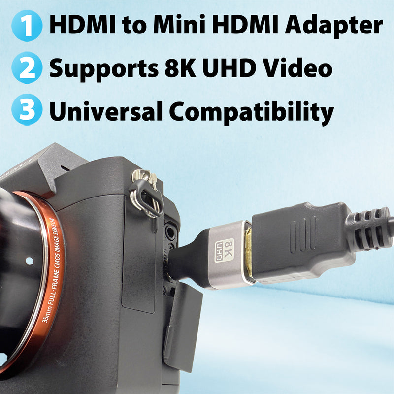Cyberguys Mini HDMI to HDMI Adapter Cable 2-Pack β 8K@60Hz UHD, Gold-Plated, Compact