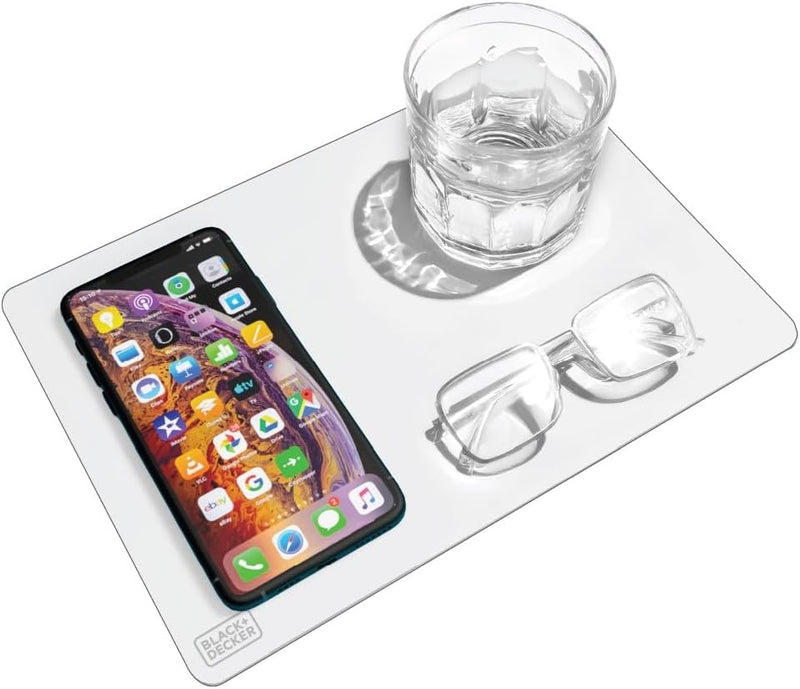 BLACK+DECKER Water-Resistant Nightstand Mat β PU Leather Protector, 7.5" x 11"