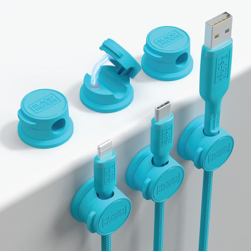 BLACK+DECKER Magnetic Cord Organizer – 6 Pack Cable Clips with Adhesive Mount