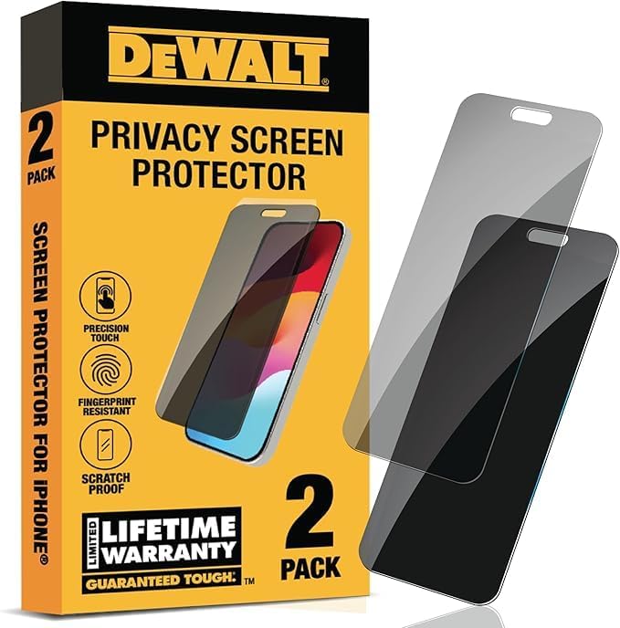 DEWALT iPhone Privacy Screen Protector 2-Pack – Anti Spy Tempered Glass