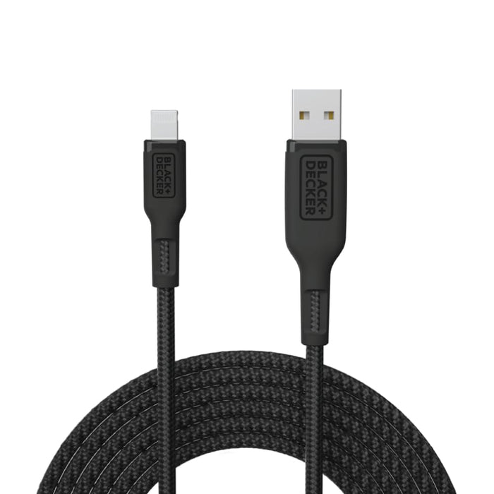 BLACK+DECKER Lightning to USB Cable - Fast Compatible iPhone Lightning Cable - Durable Braided iPhone Charger Cord - for Travel and Daily Use - Multiple Color + Length Options