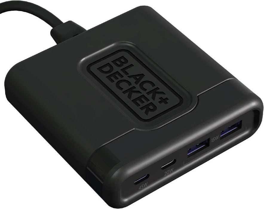 BLACK+DECKER USB C Fast Charger 65W 4 Port Type USB C Charging Station Hub Block TypeC Wall Charger Power Strip Adapter Plug 2 USBC 2 USBA for iPad iPhone 15 14 13 12 Pro Max Pixel Note Galaxy, Black