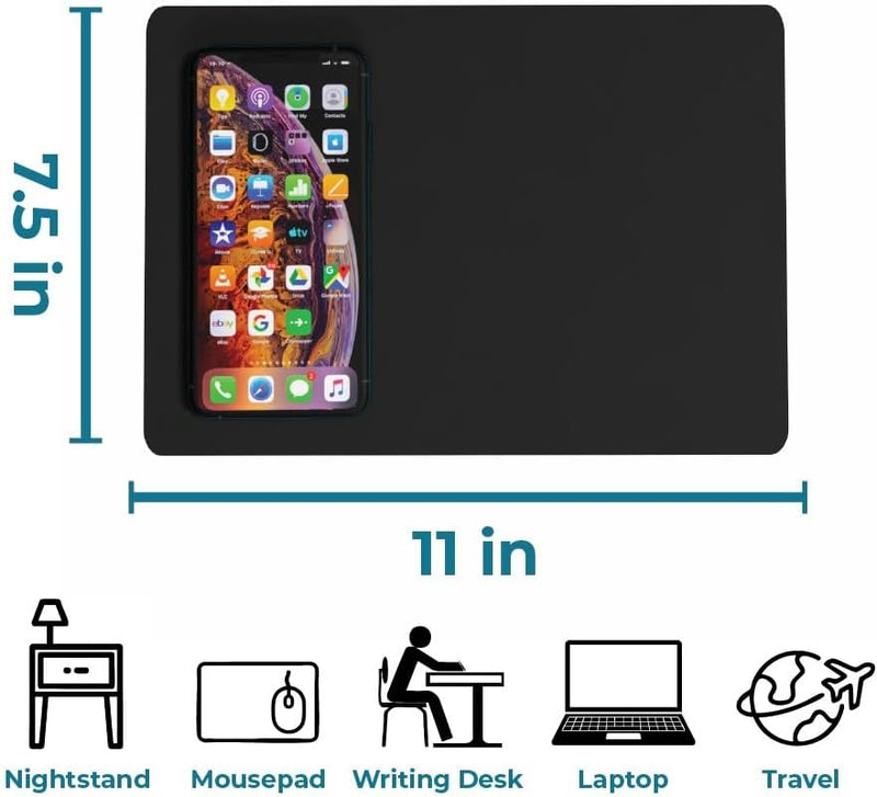 BLACK+DECKER Water-Resistant Nightstand Mat β PU Leather Protector, 7.5" x 11"