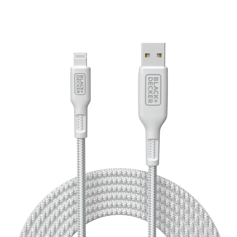 BLACK+DECKER Lightning to USB Cable – Fast Braided iPhone Charger Cord, Durable & Travel-Ready