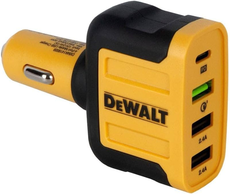 DEWALT Heavy Duty 4-Port USB-C Car Charger – 60W PD Multiport Adapter