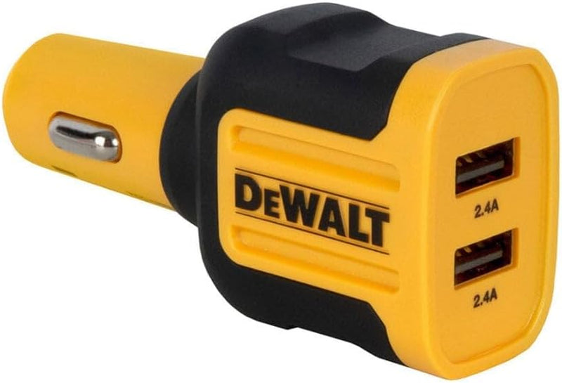 DEWALT Heavy Duty 24W USB Car Charger – Fast Dual-Port Adapter