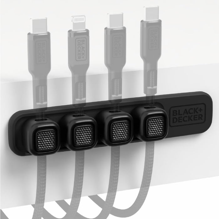 BLACK+DECKER Magnetic Cable Organizer – 4-Pack Adhesive Cord Clips for Cable Management
