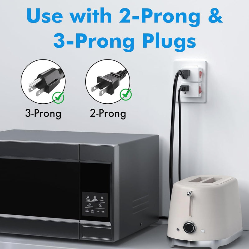 3-Pack Grounded Outlet Switch – ETL Listed Inline On/Off Plug Adapter, White