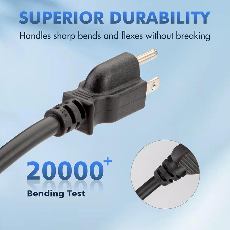 Heavy-Duty Extension Cord 14in – 3-Prong Short Power Outlet Saver, UL Listed 16 AWG