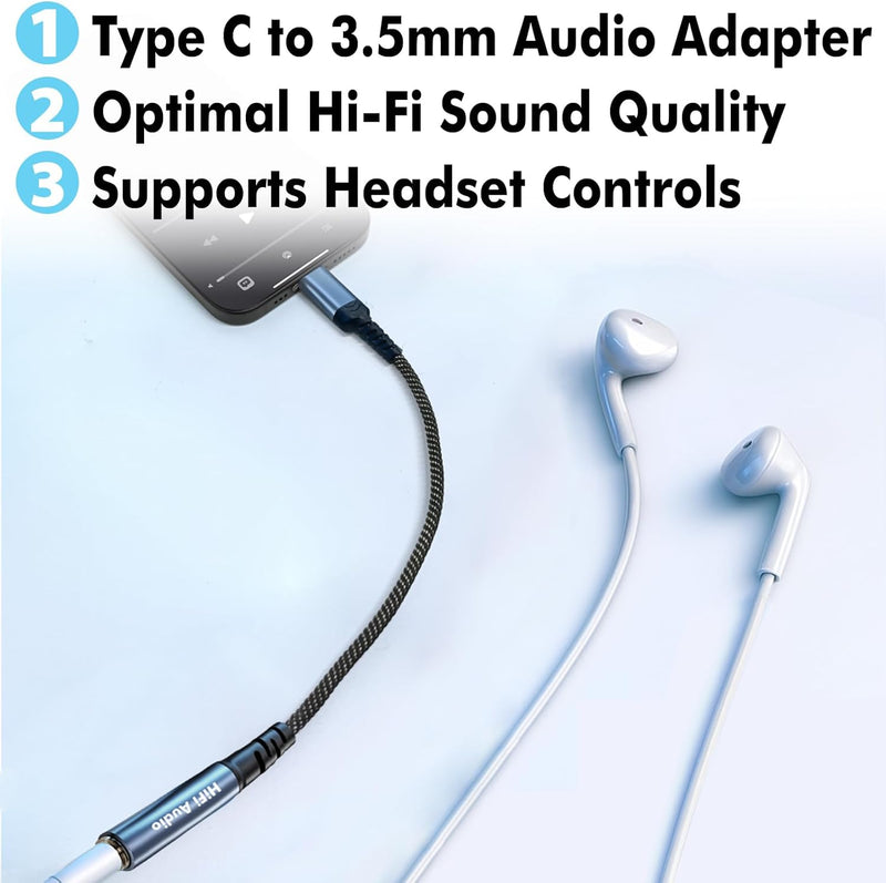 Cyberguys USB-C to 3.5mm Audio Adapter – Hi-Fi DAC Headphone Jack Dongle w/Mic