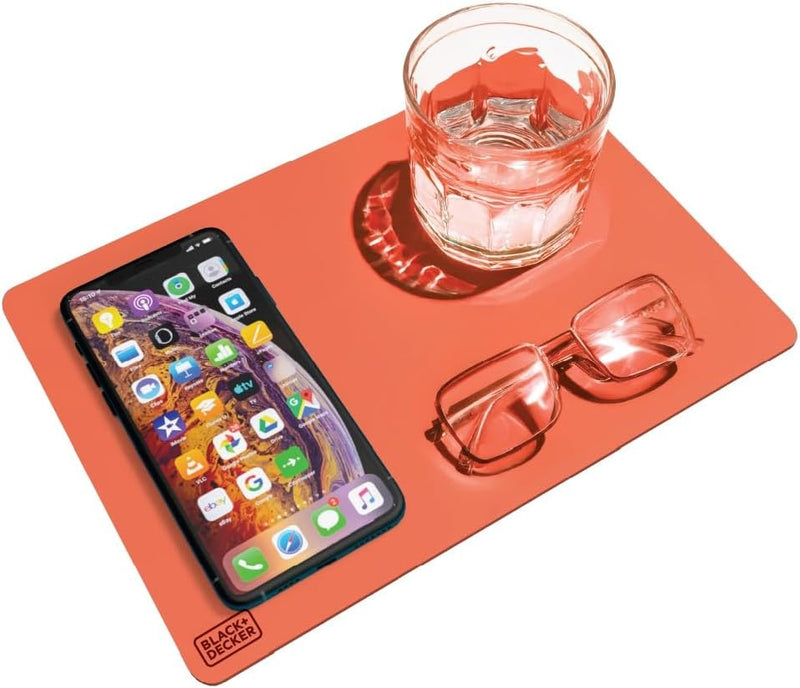 BLACK+DECKER Water-Resistant Nightstand Mat β PU Leather Protector, 7.5" x 11"