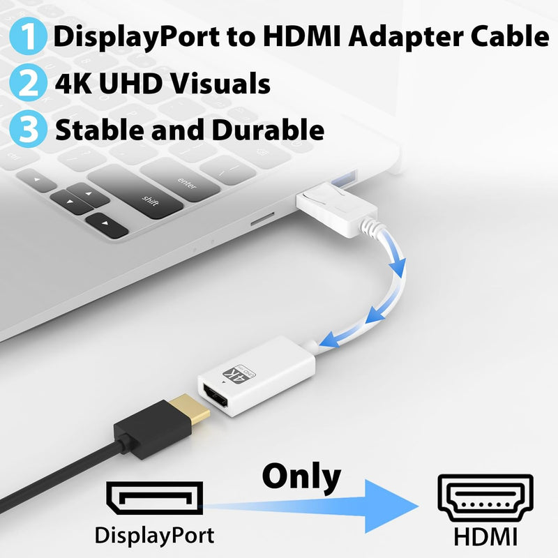 Cyberguys DisplayPort to HDMI Adapter Cable ā 4K DP to HDMI Converter, Gold-Plated, Secure-Latch Connector, Compatible with Dell, HP, Lenovo, ASUS Laptops to Monitor/TV