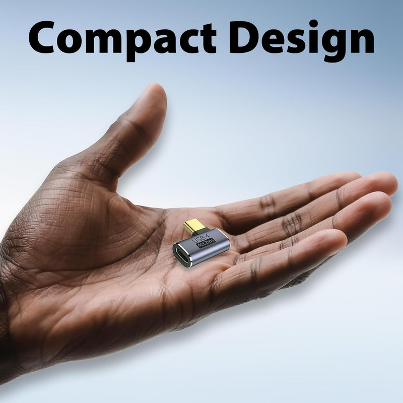 Cyberguys USB-C Right Angle Adapter 2-Pack – 240W PD, 40Gbps USB4 Extender w/8K Video