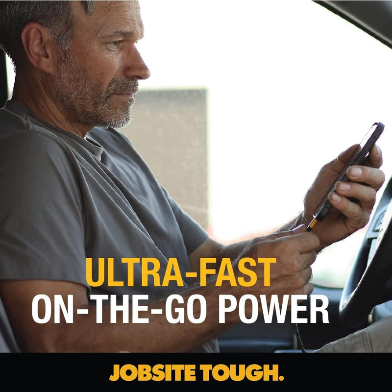 DEWALT 49.5W Dual USB & USB-C Car Charger – Simultaneous Fast Charging