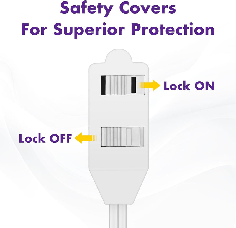 ETL Certified 2-Pack Extension Cord – 16 AWG 3-Outlet Indoor Power Strip with Tamper Guard