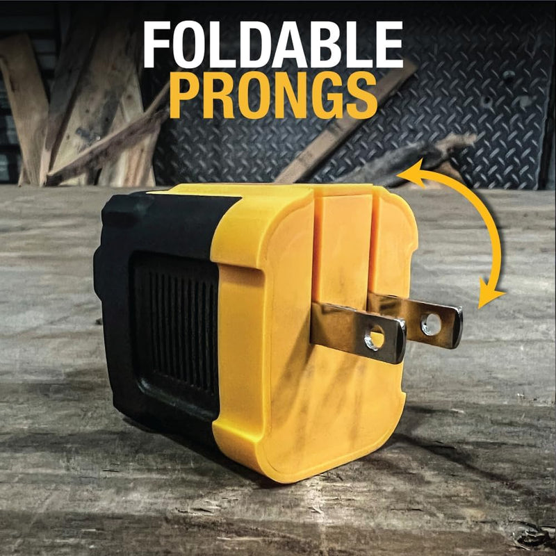 DEWALT Heavy Duty 49.5W Dual Port USB & USB-C Wall Charger – Compact Foldable Adapter