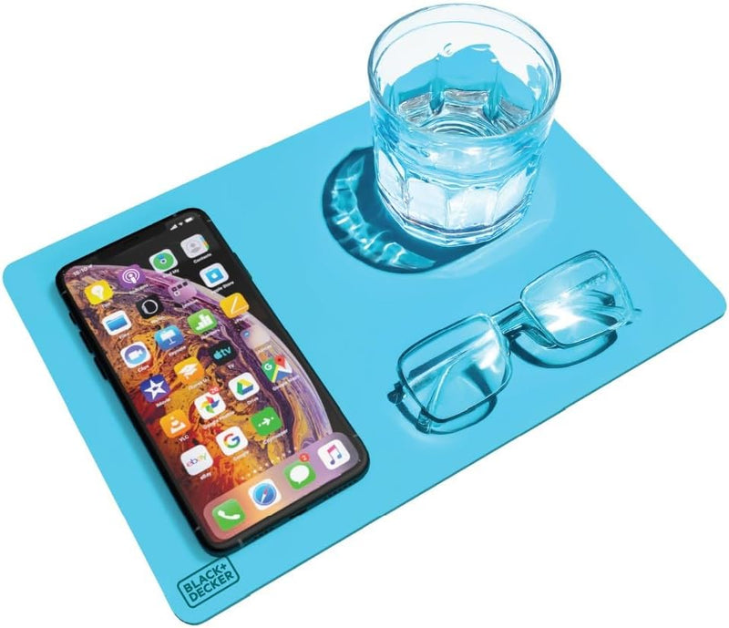 BLACK+DECKER Water-Resistant Nightstand Mat β PU Leather Protector, 7.5" x 11"