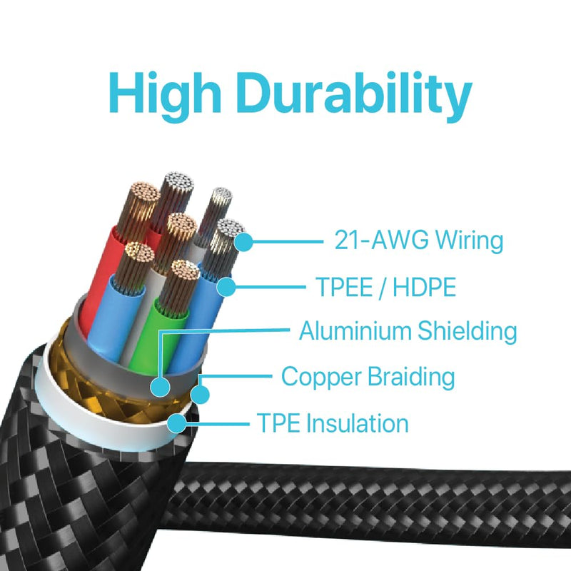 BLACK+DECKER Lightning to USB Cable – Fast Braided iPhone Charger Cord, Durable & Travel-Ready