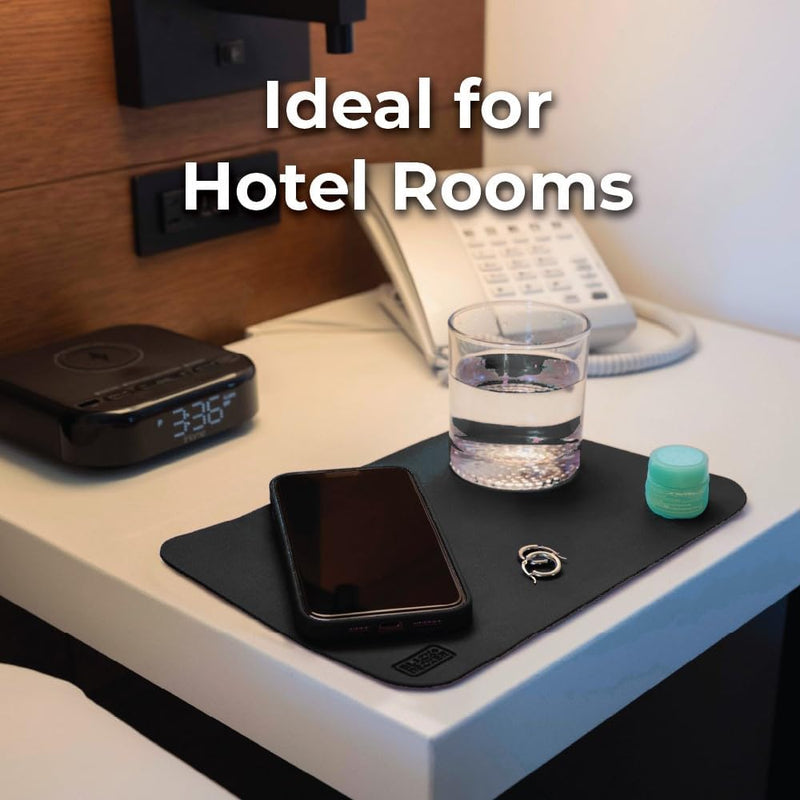 BLACK+DECKER Water-Resistant Nightstand Mat β PU Leather Protector, 7.5" x 11"