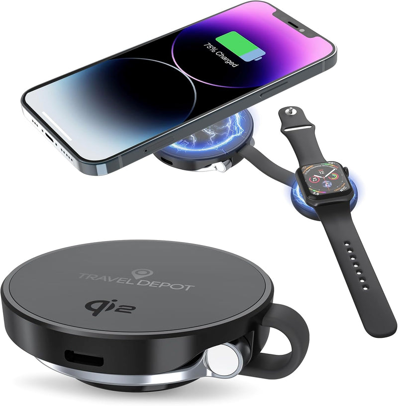2-in-1 MagSafe-Compatible Travel Wireless Charger – 15W Magnetic Duo for iPhone, AirPods, Watch