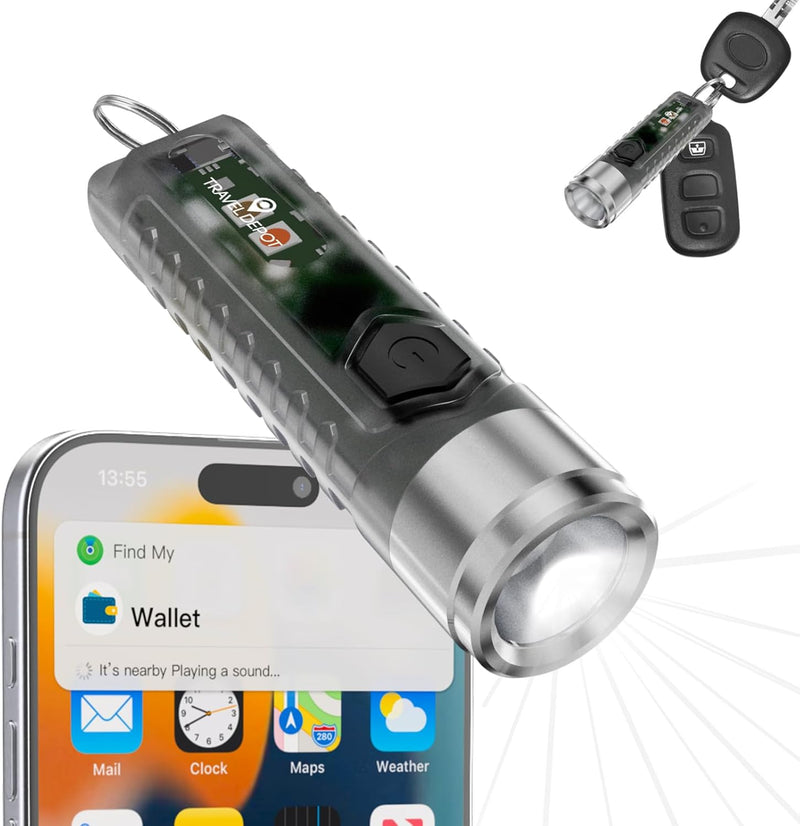 Travel Depot Magnetic Flashlight & Find My Keychain – Rechargeable, Trackable