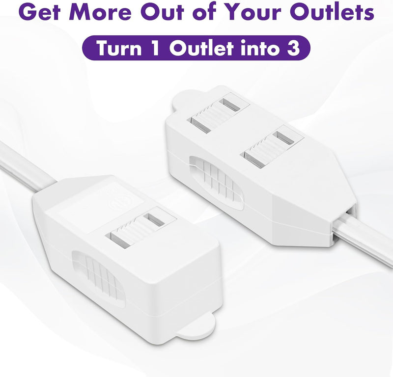 ETL Certified 2-Pack Extension Cord – 16 AWG 3-Outlet Indoor Power Strip with Tamper Guard