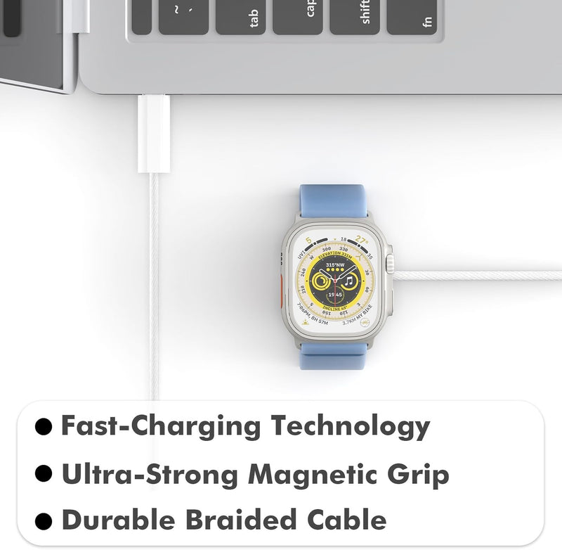 Magnetic Fast Charger for Apple Watch – USB-C, 3ft Durable Cable, 2-3 Hr Full Charge