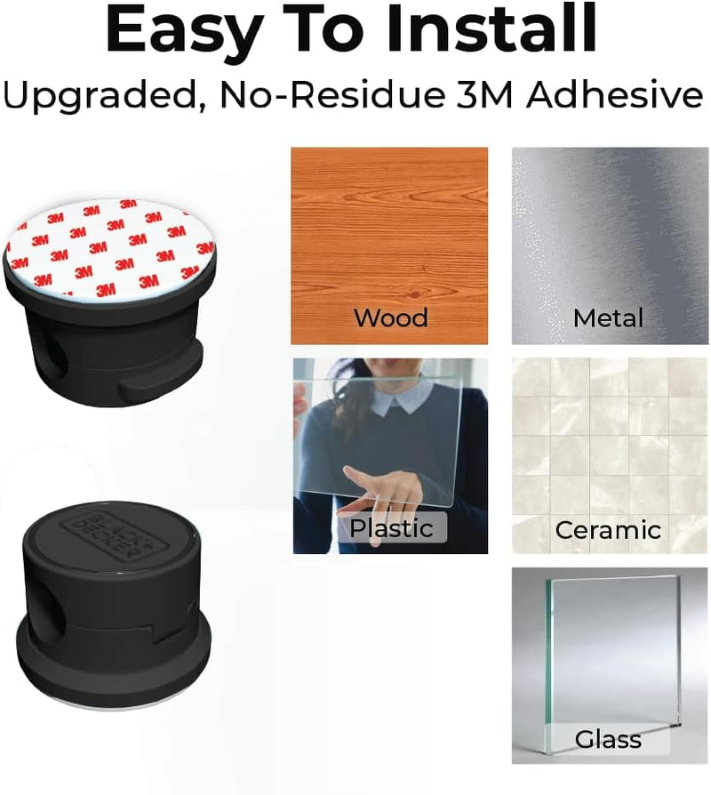 BLACK+DECKER Magnetic Cord Organizer – 6 Pack Cable Clips with Adhesive Mount