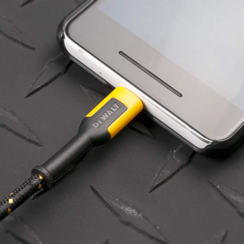 DEWALT Heavy Duty USB to Micro-USB Cable – Rugged Fast Charging Cord for Android & Devices