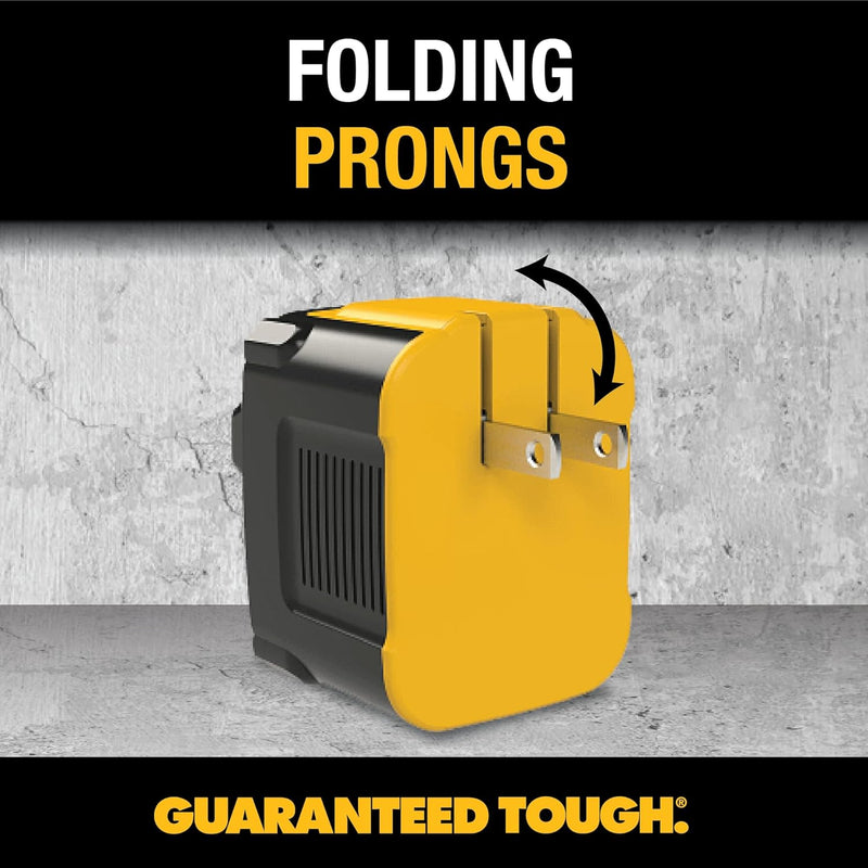 DEWALT Heavy Duty 65W USB-C GaN Wall Charger – 3-Port Fast PD Compact Adapter