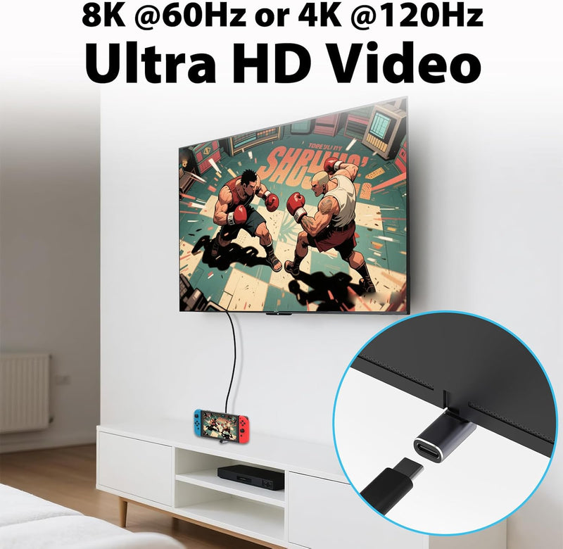 Cyberguys USB-C Right Angle Adapter 2-Pack – 240W PD, 40Gbps USB4 Extender, 8K Video