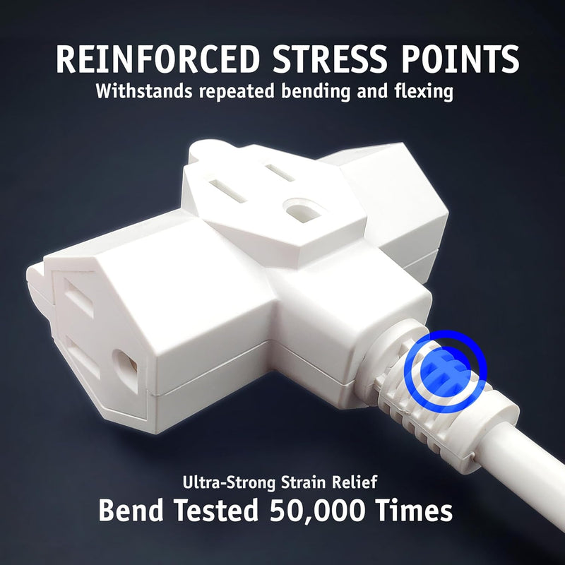 Hammerhead 3-Outlet Extension Cord – ETL Listed Plug Splitter for Home & Entertainment Centers