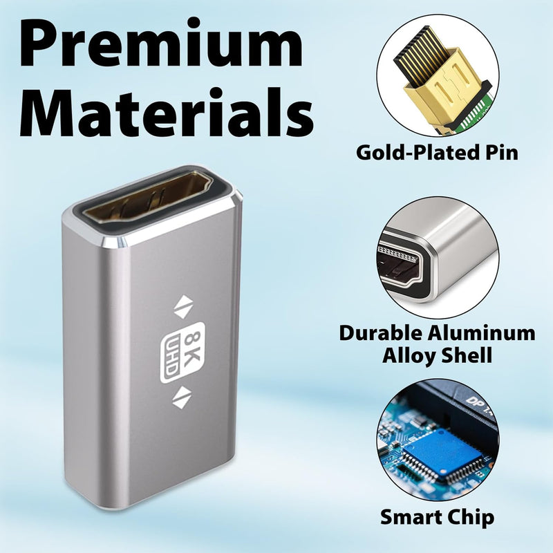 Cyberguys HDMI 2.1 Extender Coupler 2-Pack β 8K@60Hz UHD Female-to-Female Adapter