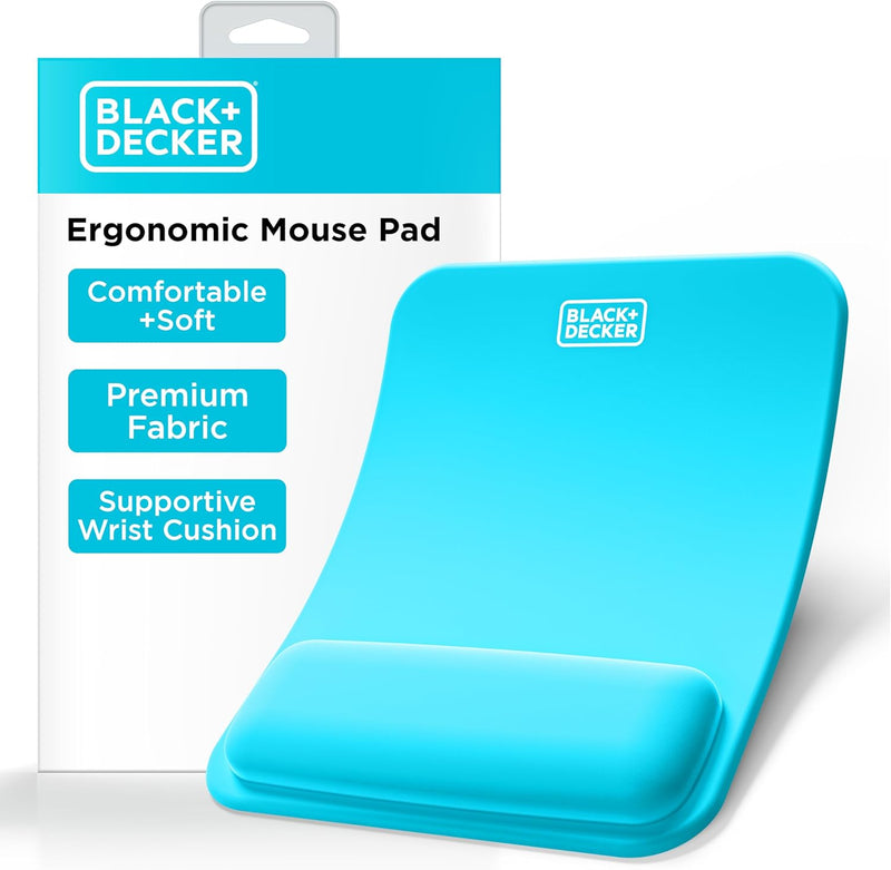 BLACK+DECKER Ergonomic Mouse Pad with Wrist Support – Gel Wrist Rest, Non-Slip Base