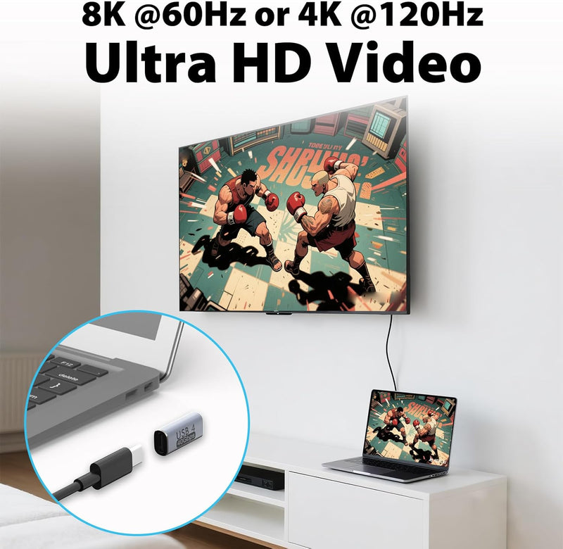 Cyberguys USB-C Right Angle Adapter 2-Pack – 240W PD, 40Gbps USB4, 8K Video Extender