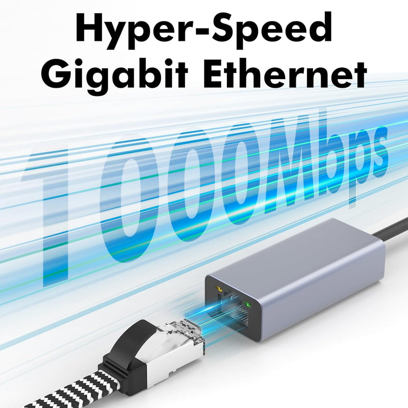 Cyberguys USB C to Ethernet Adapter – 1Gbps Gigabit RJ45 LAN Network Dongle