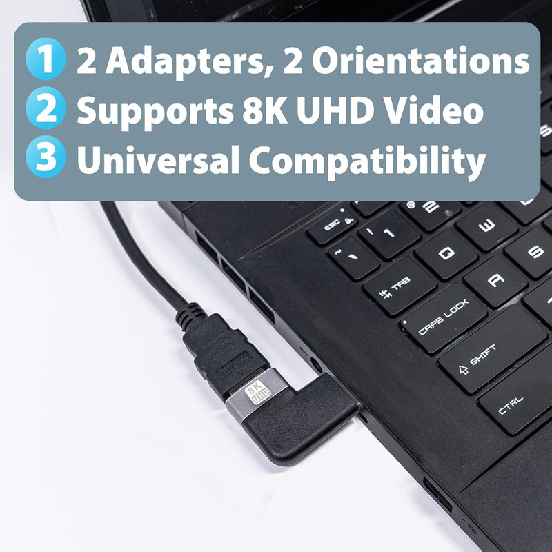 Cyberguys HDMI 90° & 270° Adapter 2-Pack – Right Angle HDMI Coupler, 8K/4K Support