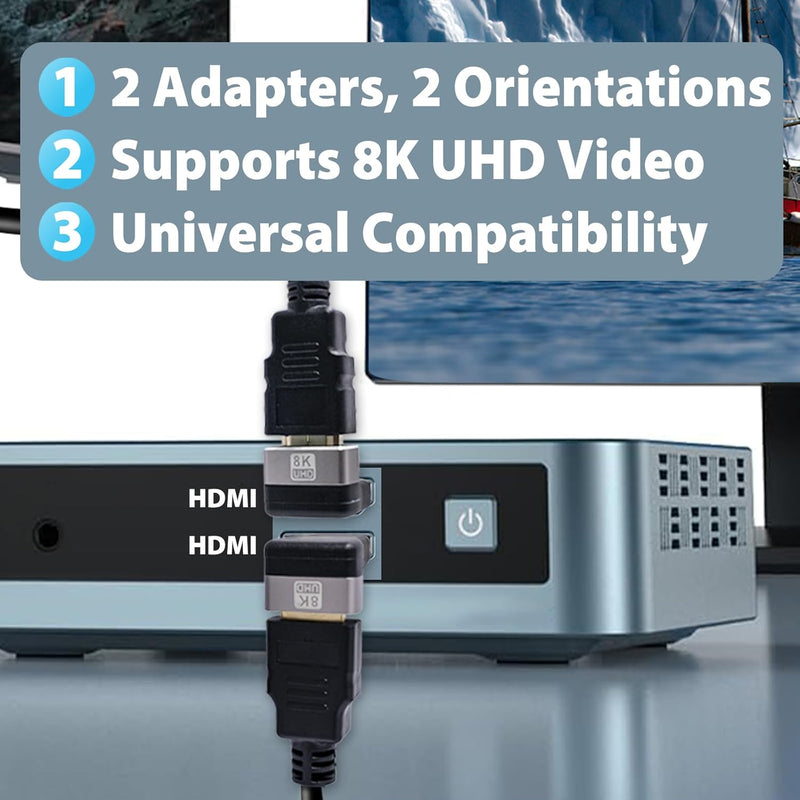 Cyberguys HDMI 90° & 270° Adapter 2-Pack – Right Angle HDMI Coupler 8K/4K Support