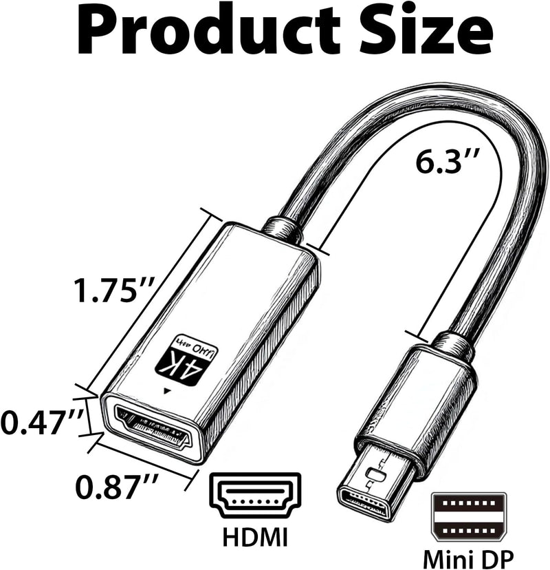 Cyberguys Mini DisplayPort to HDMI Adapter – 4K@60Hz Thunderbolt 1/2 to HDMI Converter