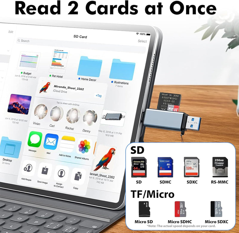 Cyberguys USB 3.0 SD Card Reader β Dual USB-C & USB-A, 5Gbps High-Speed Adapter