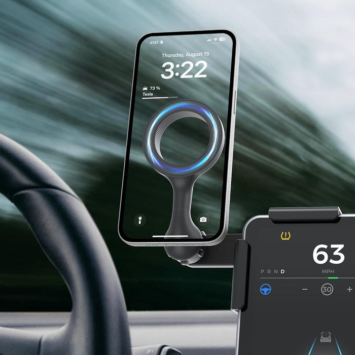 Magnetic Phone Mount for Tesla Monitor - Tesla Model 3/Y X/S (2022) Accessories for All Cell Phones - Strong Magnetic Hold Tesla Phone Mount - Tesla Phone Holder Mag Safe Compatible - Black