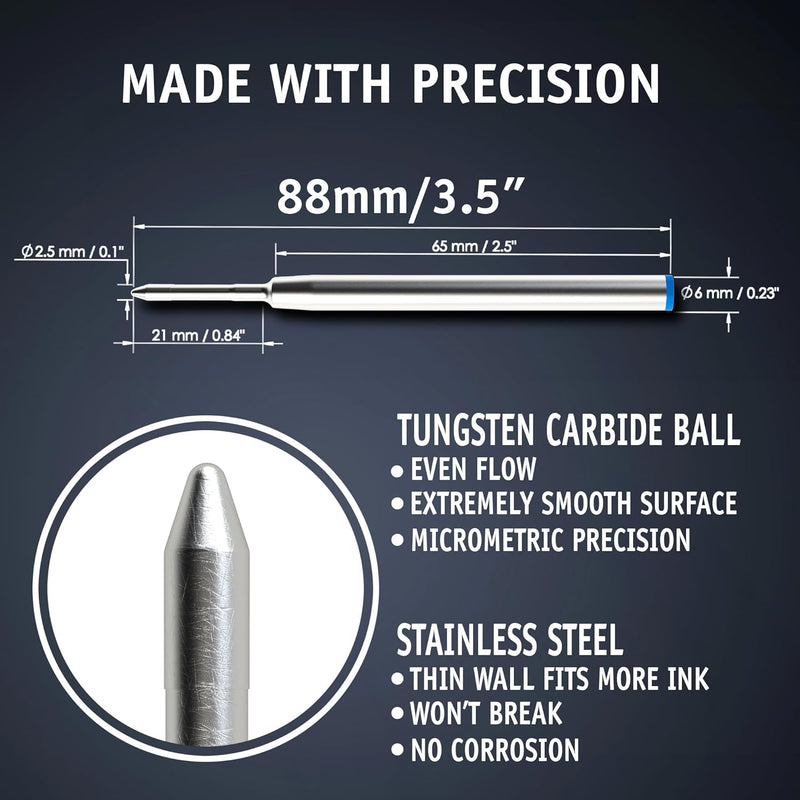 DEWALT Stylus Pen Ink Refills – 2-Pack Ballpoint Replacement Cartridges, Fits DEWALT 3-in-1 Stylus Pen, Black or Blue Ink