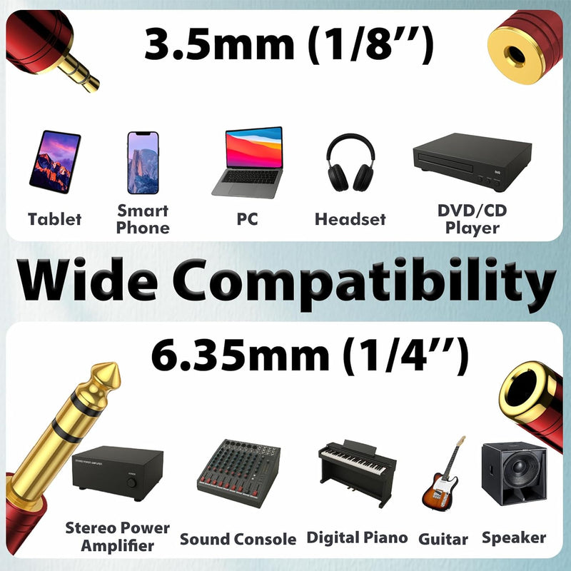 Cyberguys 2-Pack Headphone Adapter Kit – 3.5mm to 1/4 & 1/4 to 3.5mm Audio Converters