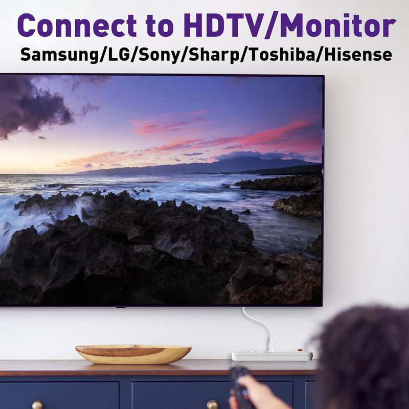 2 Pack 2-Prong TV Power Cord 3FT – UL Certified AC Replacement Cable for Samsung, Sony, PS5, Xbox, White