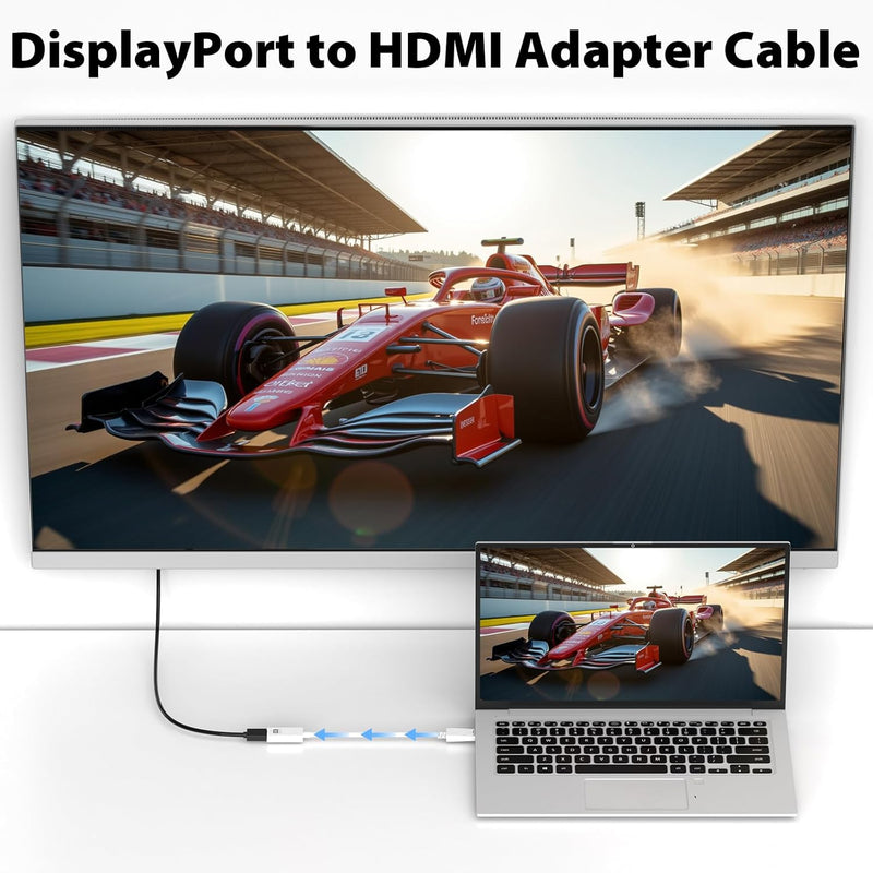 Cyberguys DisplayPort to HDMI Adapter Cable ā 4K DP to HDMI Converter, Gold-Plated, Secure-Latch Connector, Compatible with Dell, HP, Lenovo, ASUS Laptops to Monitor/TV